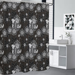 Koi Carp And Chrysanthemum Pattern Print Shower Curtain