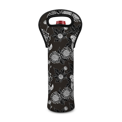 Koi Carp And Chrysanthemum Pattern Print Single Neoprene Wine Tote