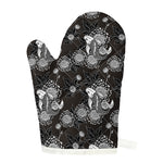 Koi Carp And Chrysanthemum Pattern Print Single Oven Mitt