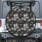 Koi Carp And Chrysanthemum Pattern Print Tire Cover With Camera Hole