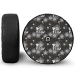 Koi Carp And Chrysanthemum Pattern Print Tire Cover With Camera Hole