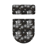 Koi Carp And Chrysanthemum Pattern Print Toilet Lid And Tank Cover Set