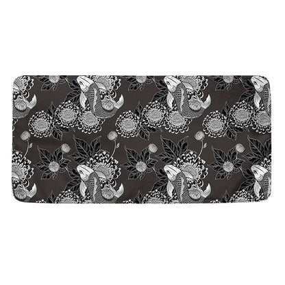 Koi Carp And Chrysanthemum Pattern Print Towel