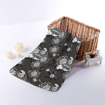 Koi Carp And Chrysanthemum Pattern Print Towel