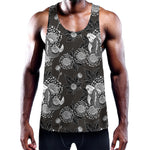 Koi Carp And Chrysanthemum Pattern Print Training Tank Top