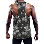 Koi Carp And Chrysanthemum Pattern Print Training Tank Top