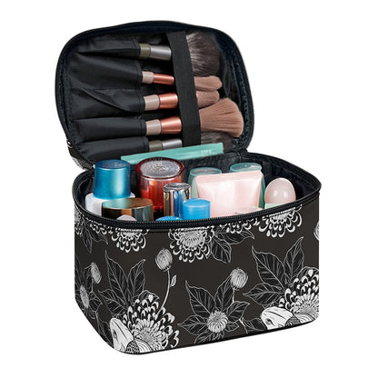 Koi Carp And Chrysanthemum Pattern Print Travel Makeup Bag