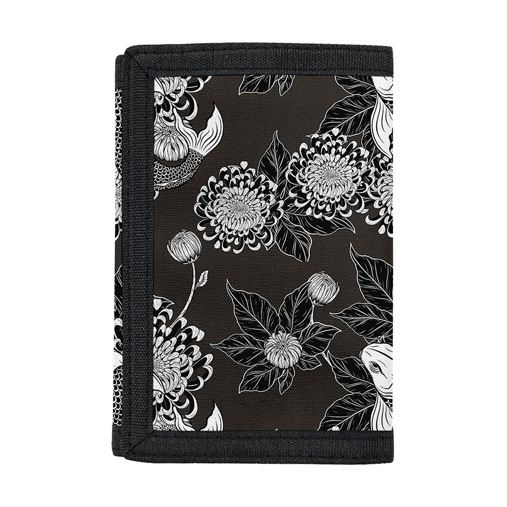 Koi Carp And Chrysanthemum Pattern Print Trifold Wallet