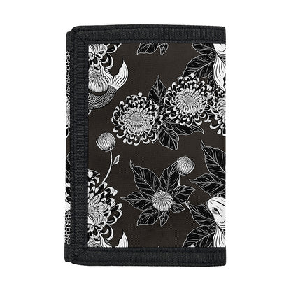 Koi Carp And Chrysanthemum Pattern Print Trifold Wallet