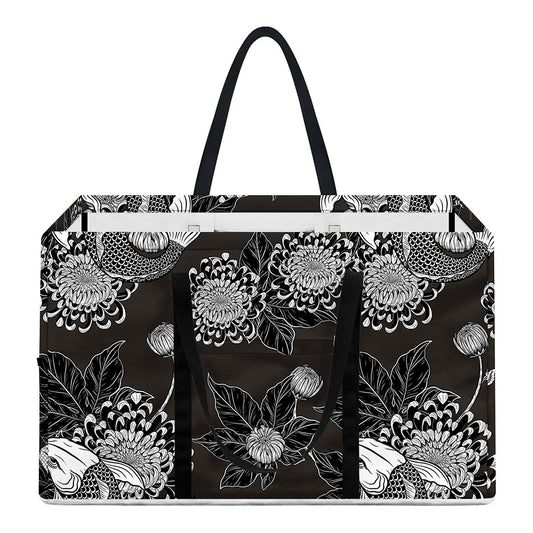 Koi Carp And Chrysanthemum Pattern Print Utility Tote Bag