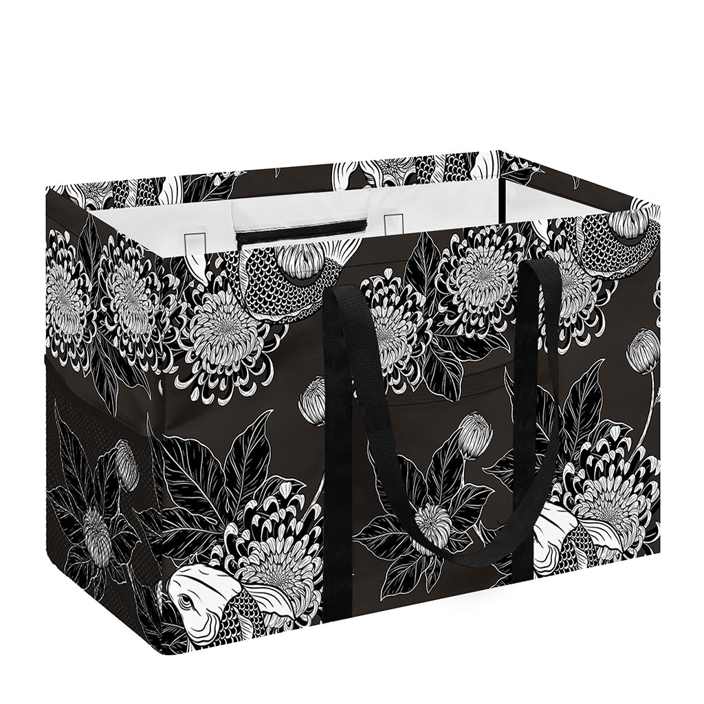 Koi Carp And Chrysanthemum Pattern Print Utility Tote Bag
