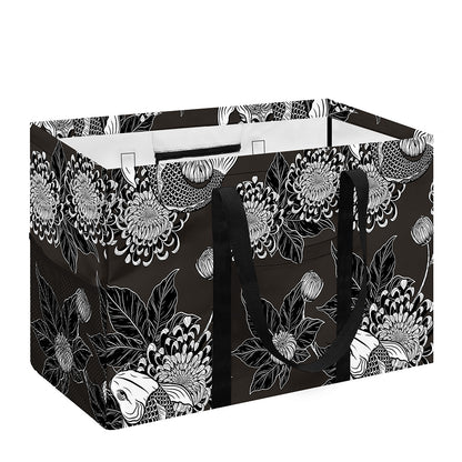 Koi Carp And Chrysanthemum Pattern Print Utility Tote Bag