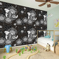 Koi Carp And Chrysanthemum Pattern Print Wall Sticker