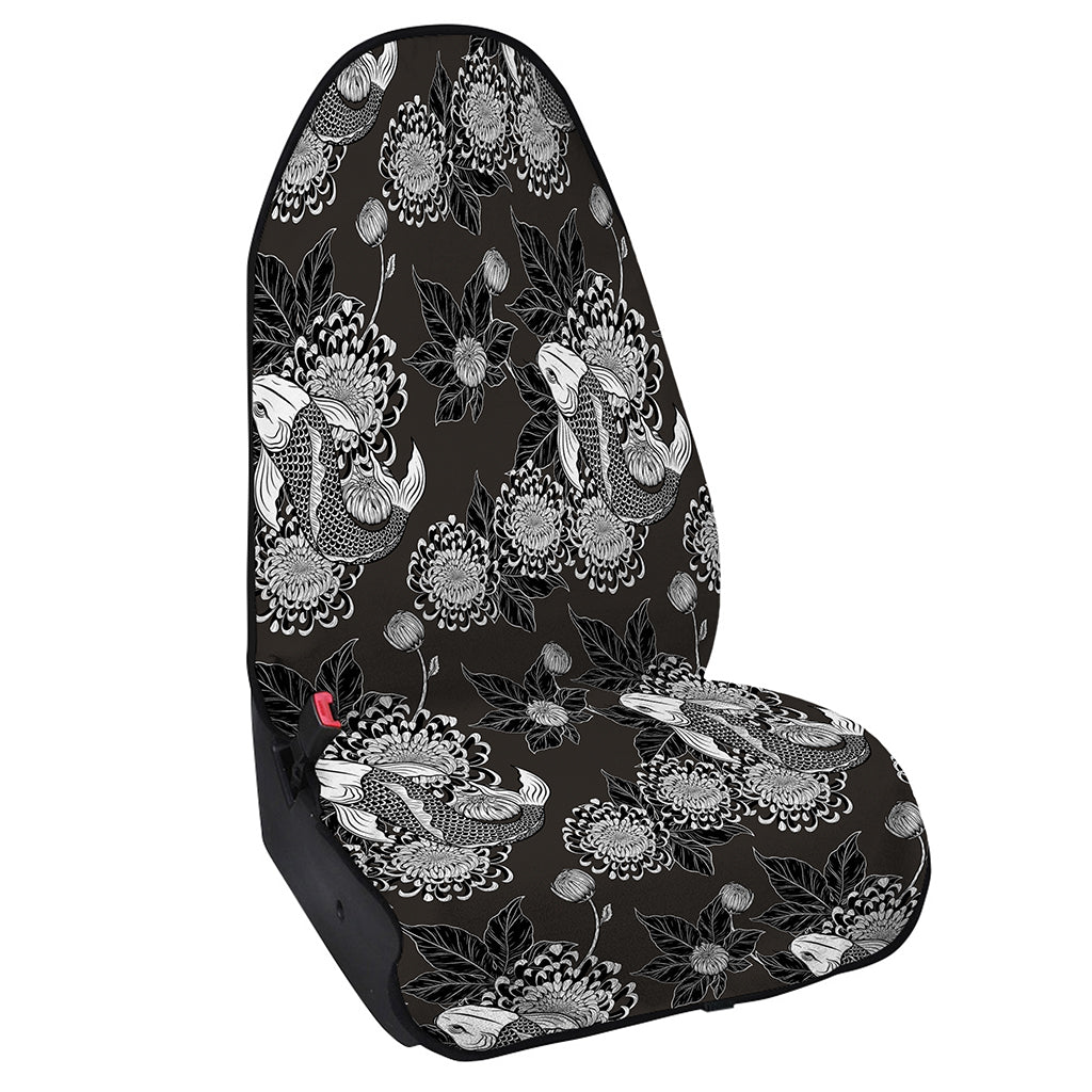Koi Carp And Chrysanthemum Pattern Print Waterproof Car Seat Cover