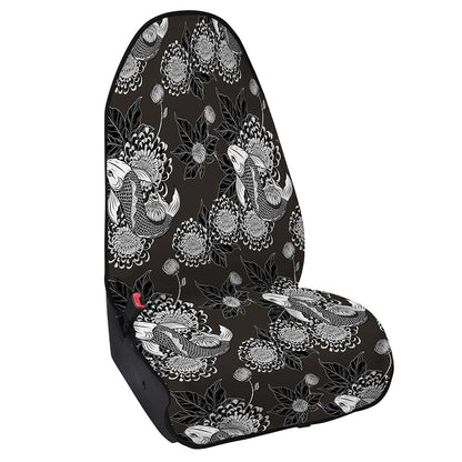 Koi Carp And Chrysanthemum Pattern Print Waterproof Car Seat Cover