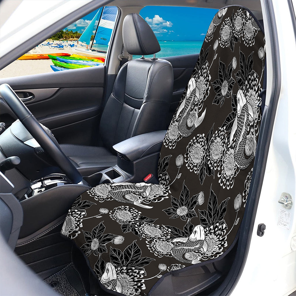 Koi Carp And Chrysanthemum Pattern Print Waterproof Car Seat Cover