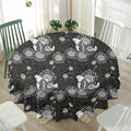 Koi Carp And Chrysanthemum Pattern Print Waterproof Round Tablecloth