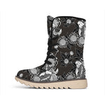 Koi Carp And Chrysanthemum Pattern Print Winter Boots