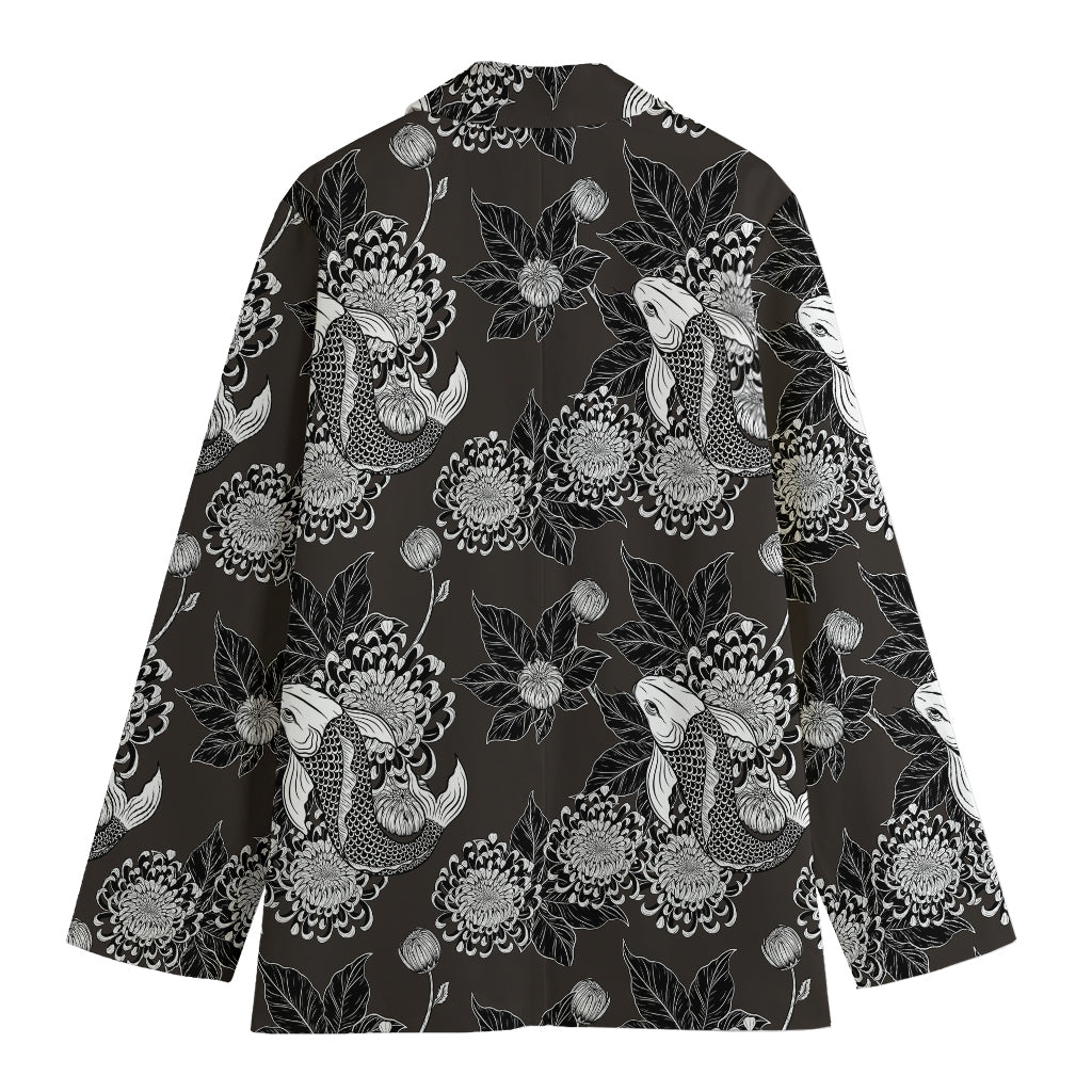 Koi Carp And Chrysanthemum Pattern Print Women's Blazer