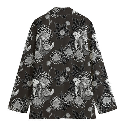 Koi Carp And Chrysanthemum Pattern Print Women's Blazer