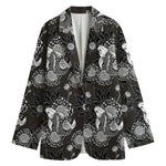 Koi Carp And Chrysanthemum Pattern Print Women's Cotton Blazer