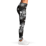 Koi Carp And Chrysanthemum Pattern Print Women's Leggings