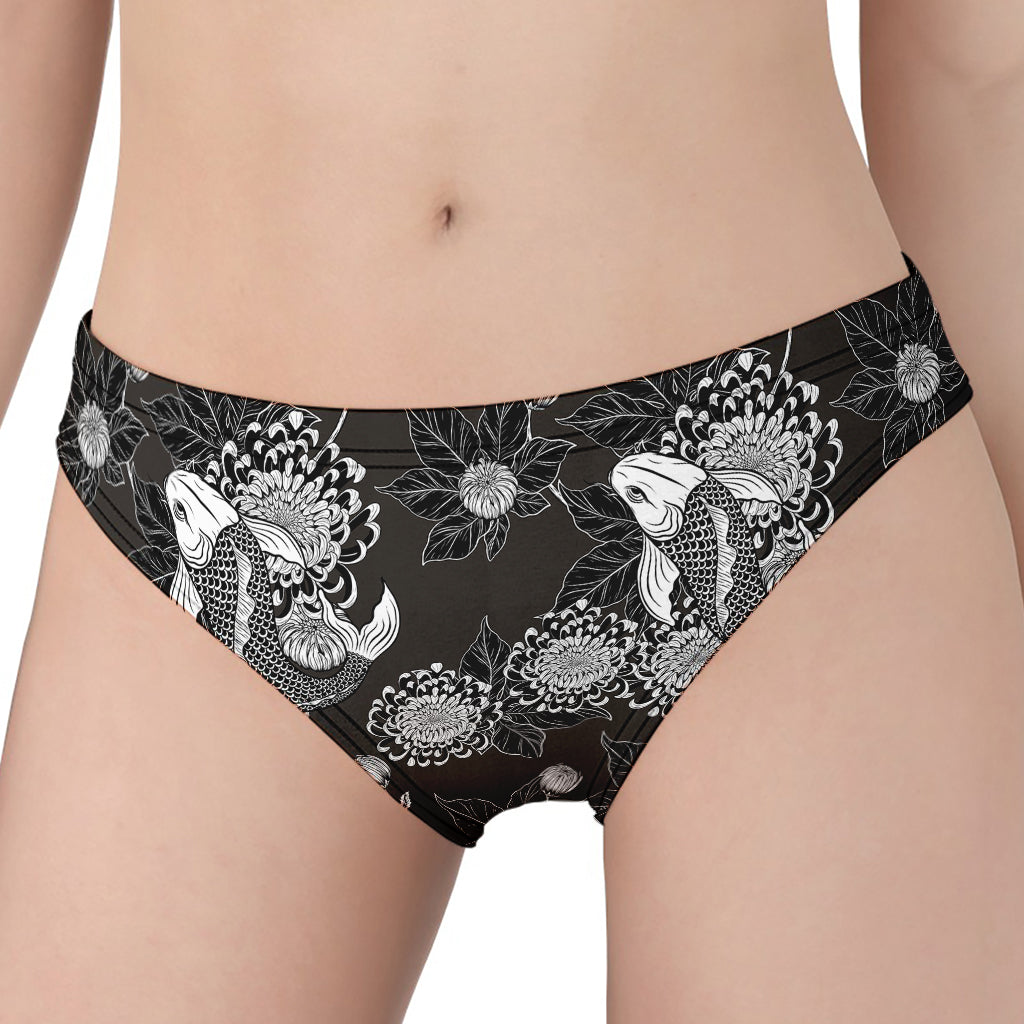 Koi Carp And Chrysanthemum Pattern Print Women's Panties