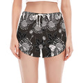 Koi Carp And Chrysanthemum Pattern Print Women's Split Running Shorts
