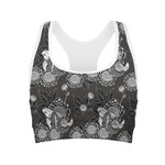 Koi Carp And Chrysanthemum Pattern Print Women's Sports Bra