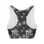 Koi Carp And Chrysanthemum Pattern Print Women's Sports Bra