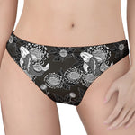 Koi Carp And Chrysanthemum Pattern Print Women's Thong