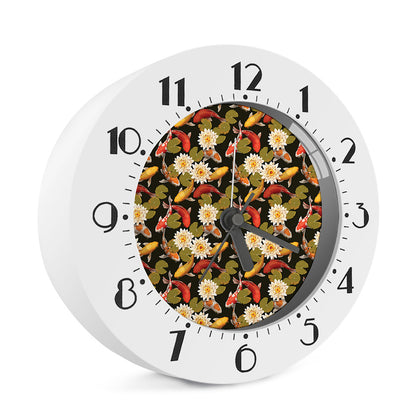 Koi Carp And Lotus Pattern Print Alarm Clock