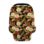 Koi Carp And Lotus Pattern Print Baby Seat Cover