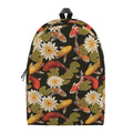 Koi Carp And Lotus Pattern Print School Backpack