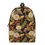 Koi Carp And Lotus Pattern Print Backpack