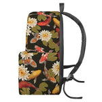 Koi Carp And Lotus Pattern Print Backpack
