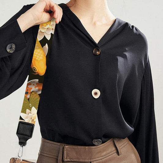 Koi Carp And Lotus Pattern Print Bag Strap