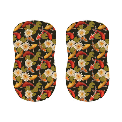 Koi Carp And Lotus Pattern Print Bar Stool Covers