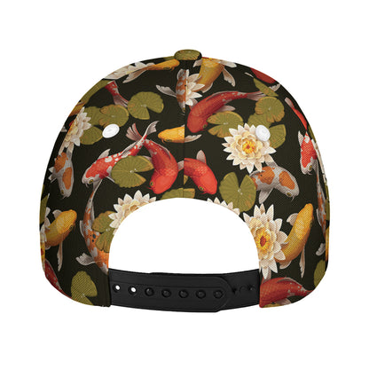 Koi Carp And Lotus Pattern Print Baseball Cap