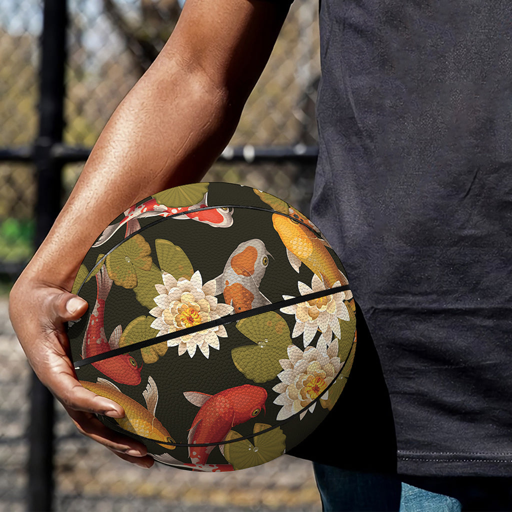 Koi Carp And Lotus Pattern Print Basketball