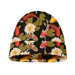 Koi Carp And Lotus Pattern Print Beanie