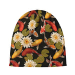 Koi Carp And Lotus Pattern Print Beanie