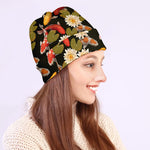 Koi Carp And Lotus Pattern Print Beanie