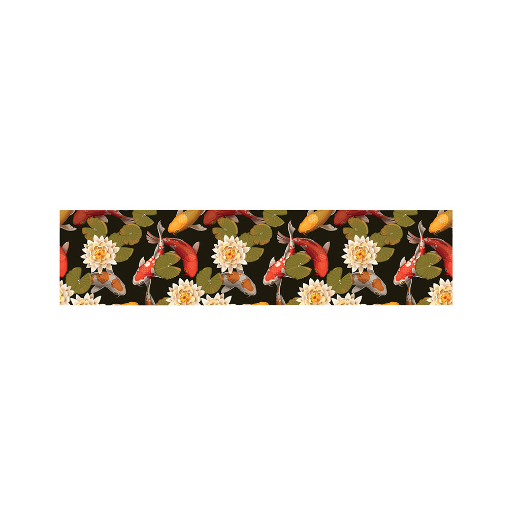 Koi Carp And Lotus Pattern Print Bed Runner