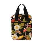 Koi Carp And Lotus Pattern Print Bible Tote Bag