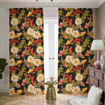 Koi Carp And Lotus Pattern Print Blackout Pencil Pleat Curtains