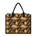 Koi Carp And Lotus Pattern Print Canvas Tote Bag