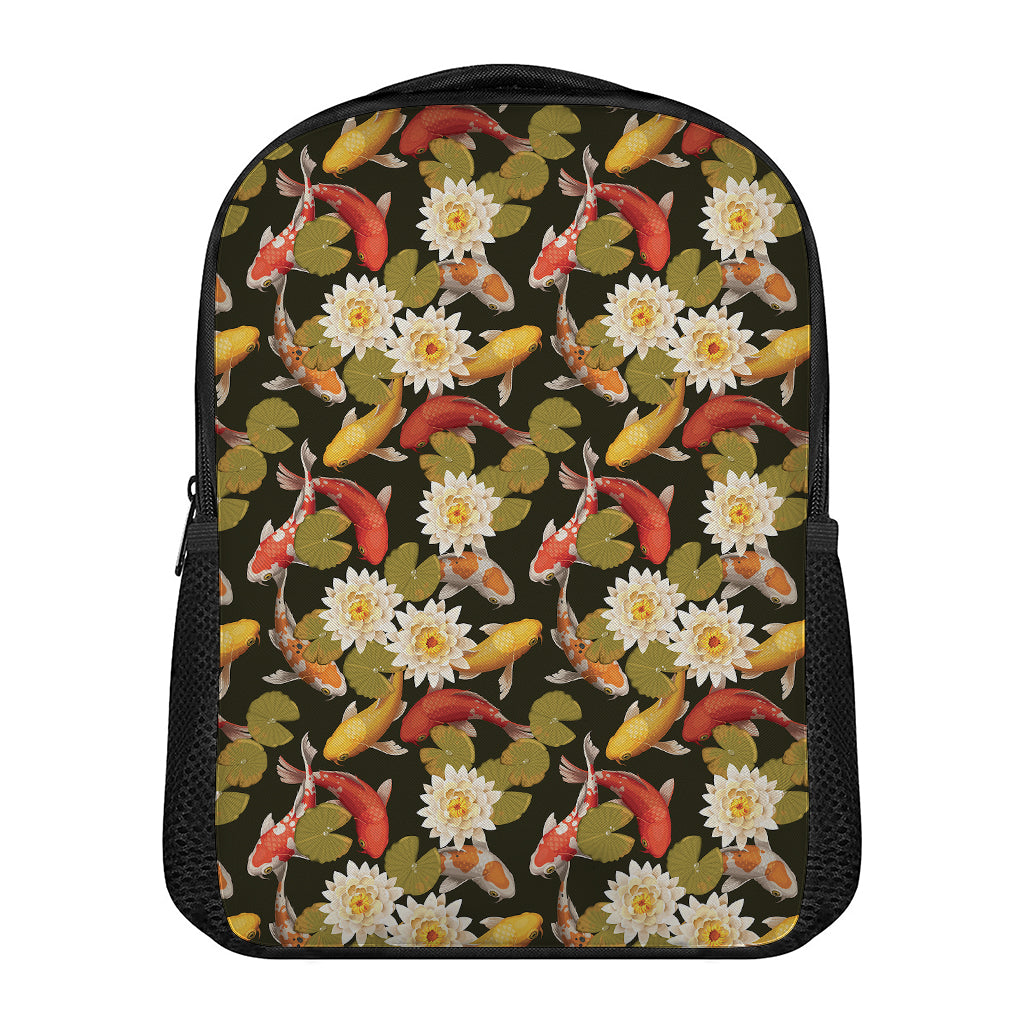 Koi Carp And Lotus Pattern Print Casual Backpack