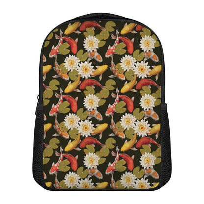 Koi Carp And Lotus Pattern Print Casual Backpack