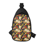 Koi Carp And Lotus Pattern Print Chest Bag